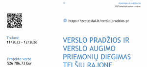 Verslo pradžios ir verslo augimo priemonių diegimas Telšių rajone