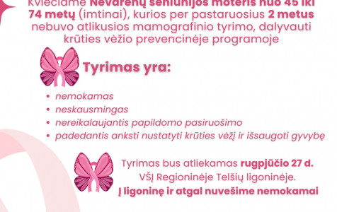 KVIEČIAME DALYVAUTI KRŪTIES VĖŽIO PREVENCINĖJE PROGRAMOJE