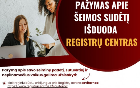 Pažymų, patvirtinančių šeimos sudėtį, išdavimas