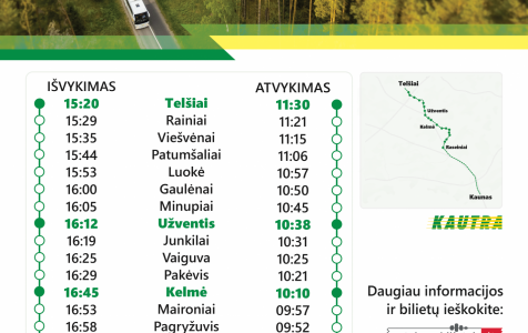 Naujas tarpmiestinis maršrutas Telšiai–Kaunas