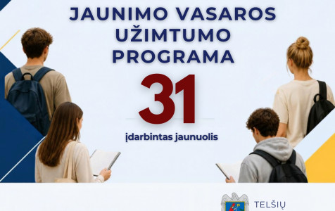 Jaunimo vasaros užimtumo programa: šiemet įdarbintas 31 jaunuolis