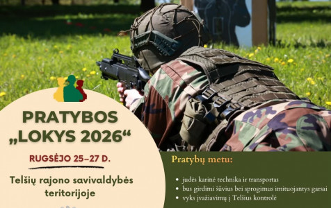 Rugsėjo 25–27 dienomis Telšių rajone vyks pratybos „Lokys 2026“