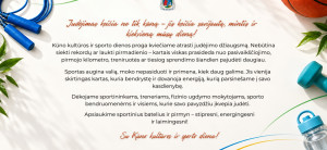 Sveikiname Kūno kultūros ir sporto dienos proga