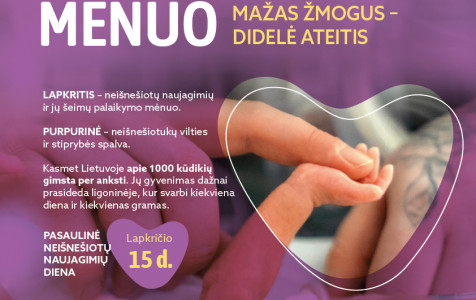 Purpurinis mėnuo: kvietimas palaikyti neišnešiotus naujagimius ir jų šeimas