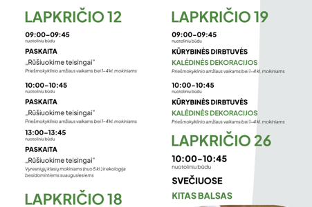 Nemokamos lapkričio edukacijos „Žaliasis raštingumas“: nuo atliekų rūšiavimo iki kalėdinių...