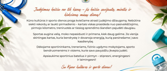 Sveikiname Kūno kultūros ir sporto dienos proga
